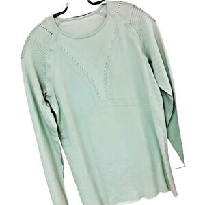Lululemon Light Speed Top Womens S Long Sleeve Perforated‎ Mint Green Activewear